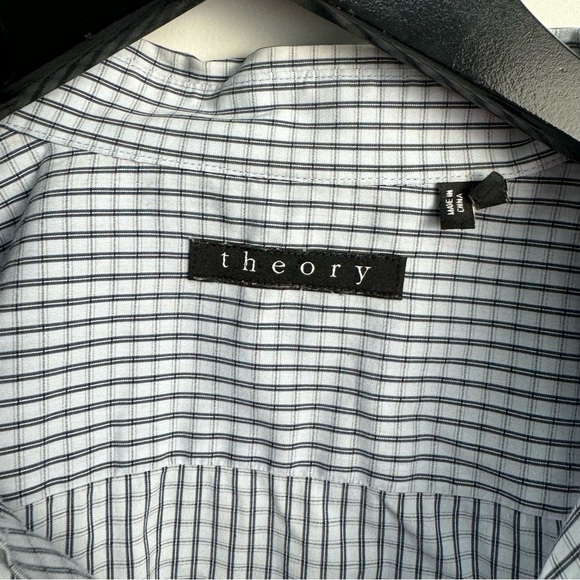 Theory Men’s Zack PS Button Down Dress Shirt Blue Striped Size Large - Picture 6 of 7